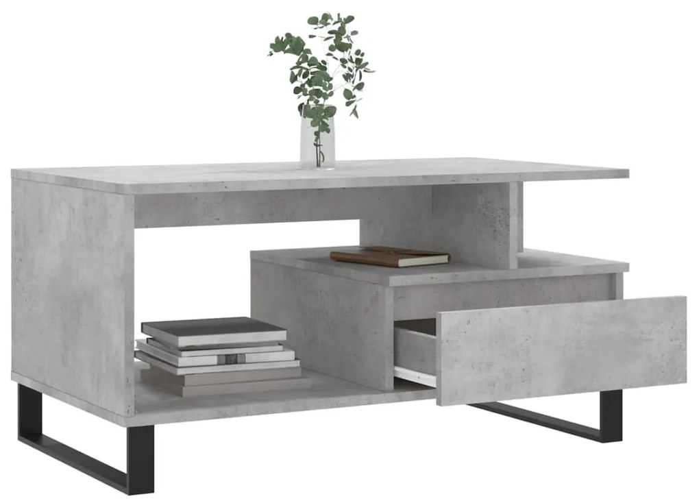 Betonszürke szerelt fa dohányzóasztal 90x49x45 cm
