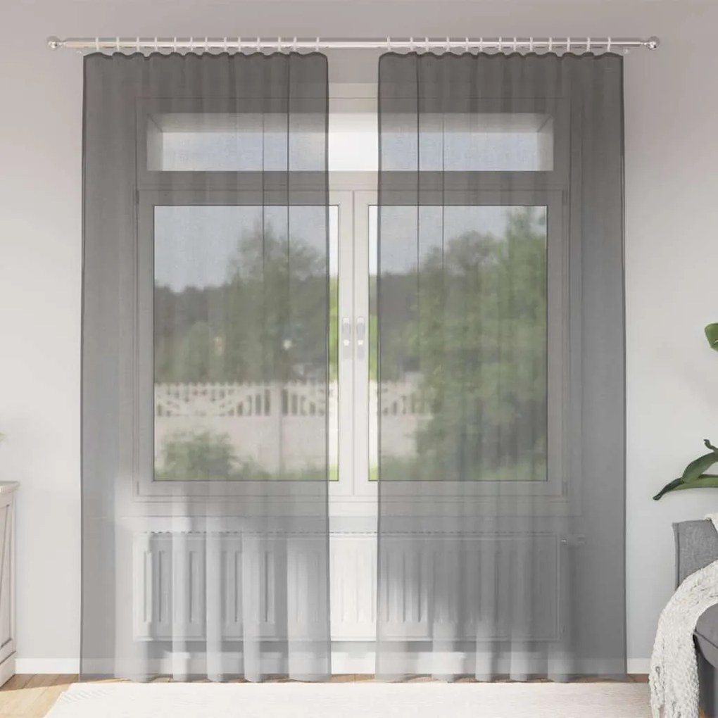 2 db sötétszürke fátyolfüggönyök hurokkal 140x225 cm
