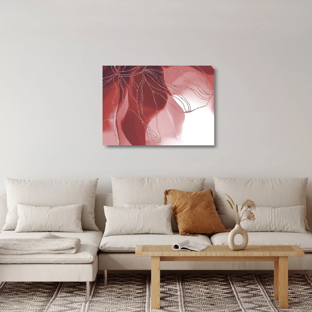 Üveg kép - Piros absztrakt virág N⁰1 (70x50 cm)
