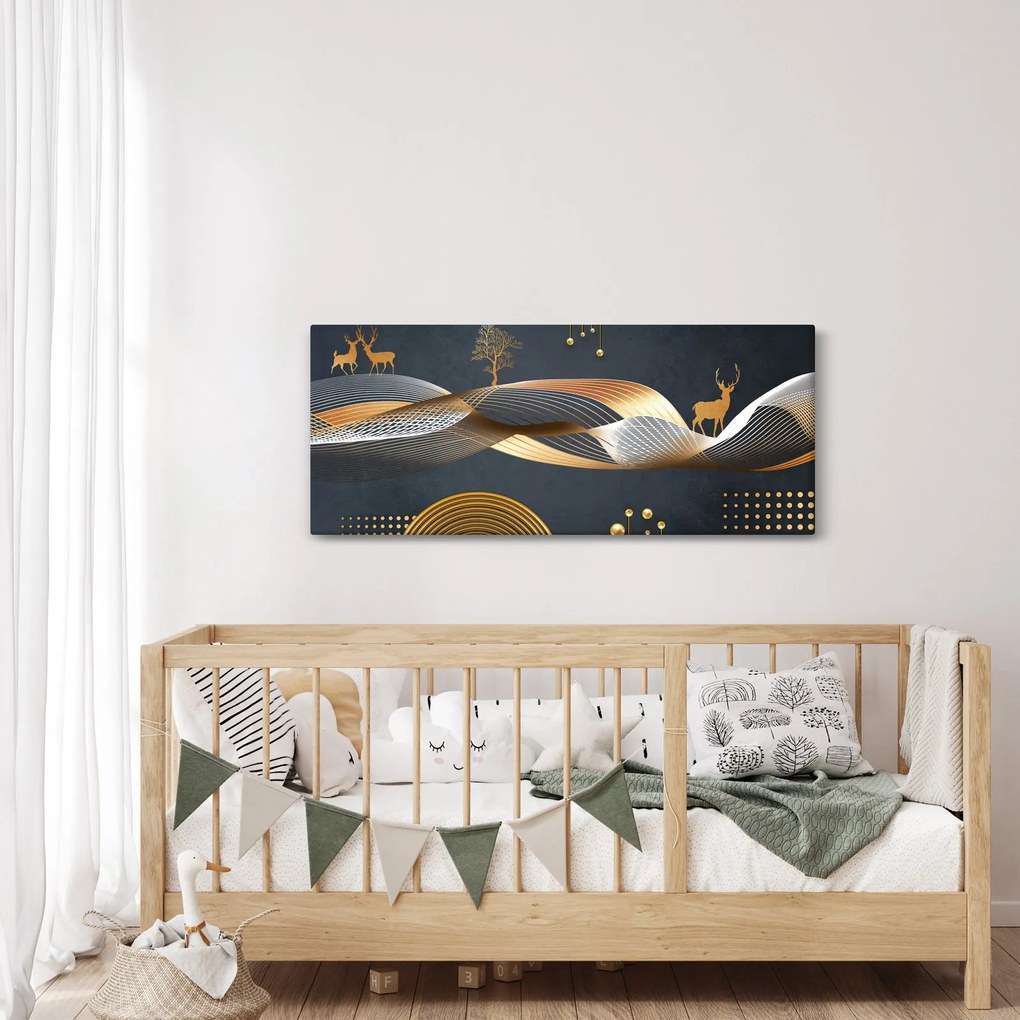 Kép - Grafika szarvassal (120x50 cm)