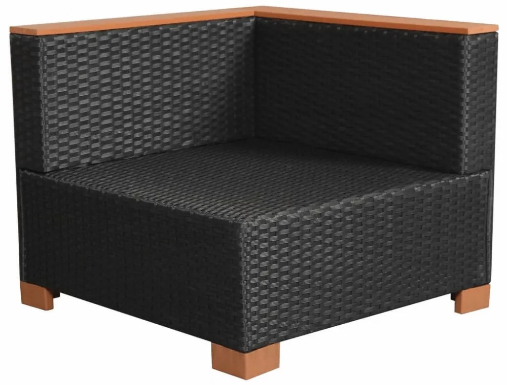 fekete polyrattan kerti kanapé