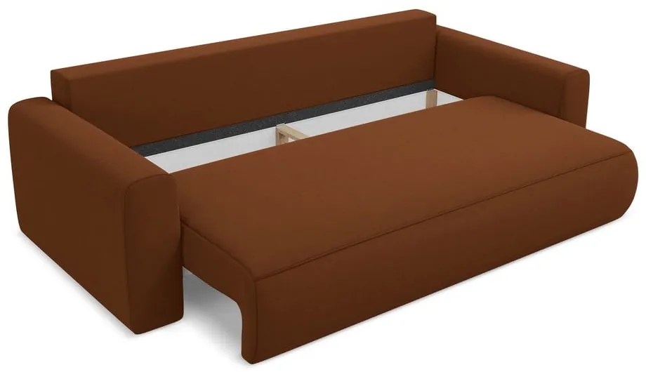 Terrakotta színű bársony kinyitható-tárolóhelyes kanapé 238 cm Kapua – Makamii