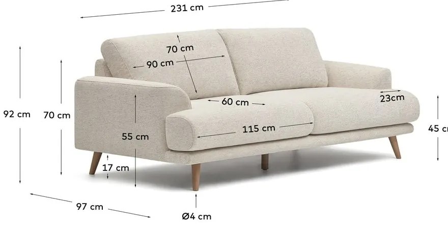 Bézs kanapé 231 cm Karin - Kave Home