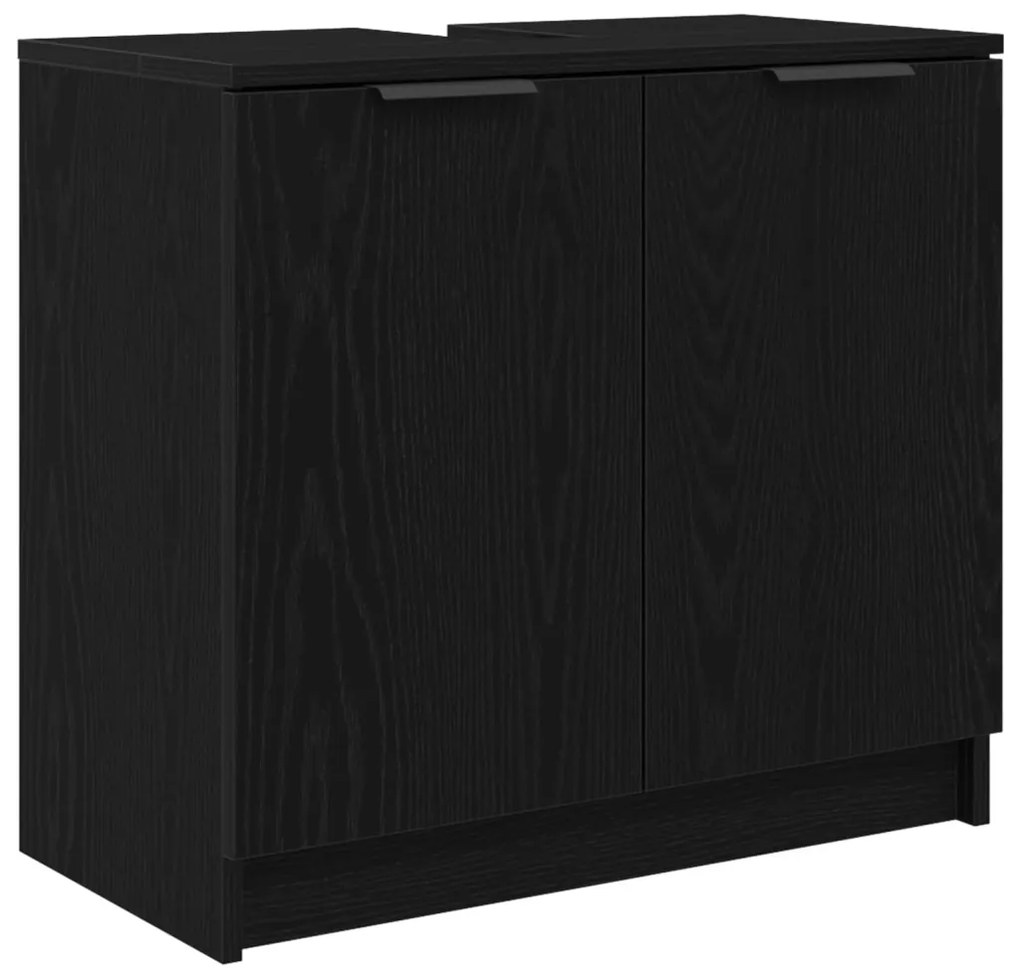 vidaXL Fürdőszoba bútor szett fiókkal 5 pcs Fekete tölgy Faanyag