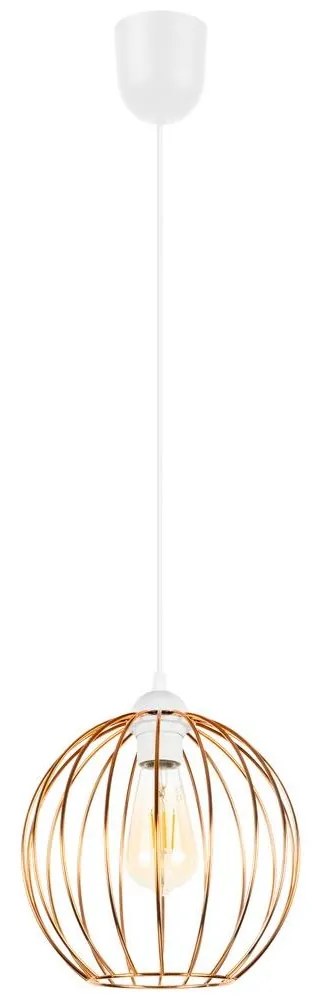 Csillár zsinóron MATT 1xE27/60W/230V fehér/réz