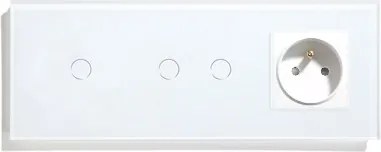 Érintőkapcsoló 1+2 Konnektoros Üvegkapcsoló