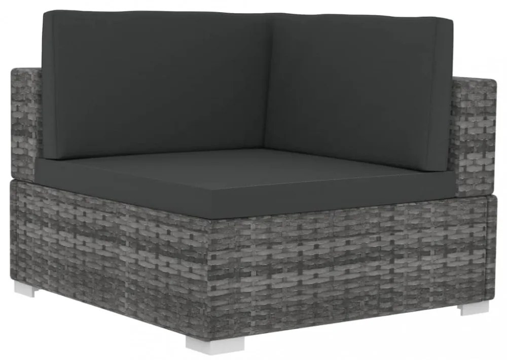 2 db szürke moduláris polyrattan sarokfotel párnákkal