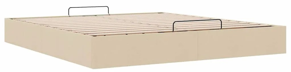 Ottomán krémszínű szövet ágykeret matrac nélkül 160 x 200 cm
