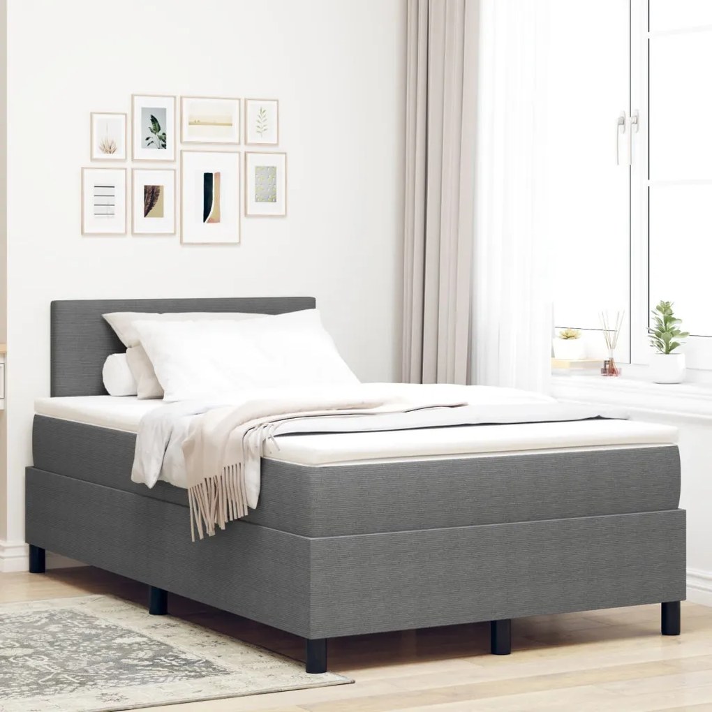 Box Spring Ágy Matraccal Világosszürke 120x200 cm Kordbársony Szövet