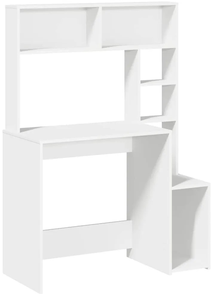 íróasztal polcokkal Fehér 100x45x140 cm Műanyag fa