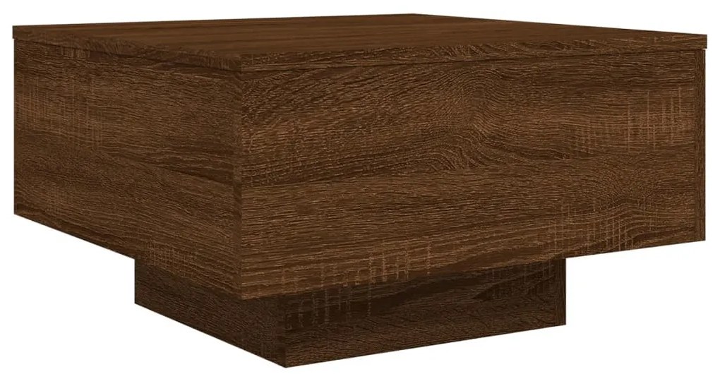 Barna tölgyszínű dohányzóasztal LED-lámpákkal 55 x 55 x 31 cm