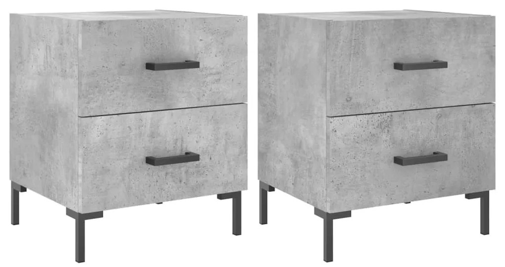 2 db betonszürke szerelt fa éjjeliszekrény 40 x 35 x 47,5 cm