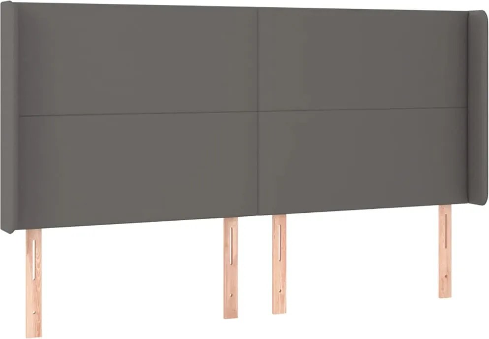 vidaXL szürke műbőr fejtámla szárnyakkal 203x16x118/128 cm