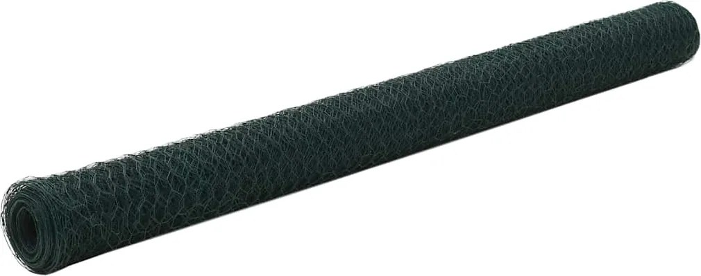 vidaXL zöld PVC-bevonatú acél csirkeháló drótkerítés 25 x 1,5 m