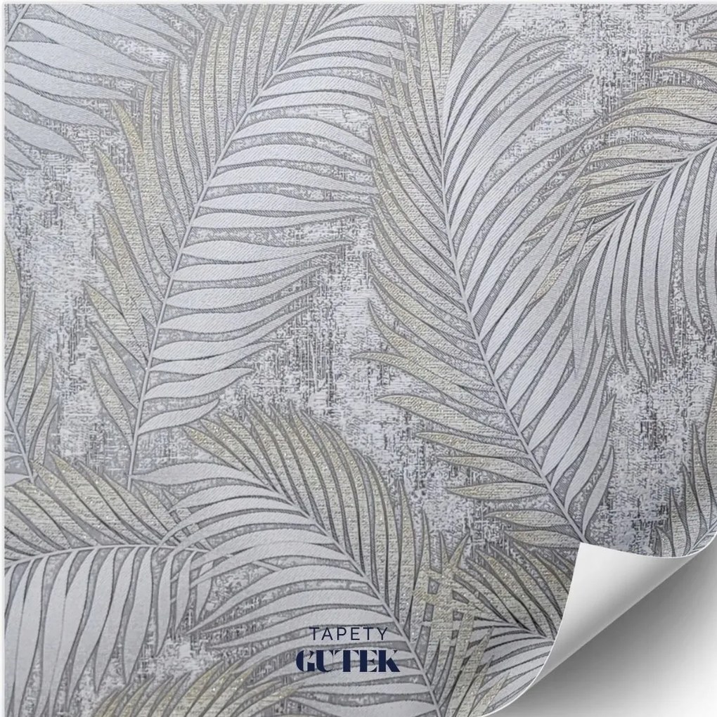 Fali tapéta, nagy levelek, arany részletek, csillogó csillámok, 9462-10