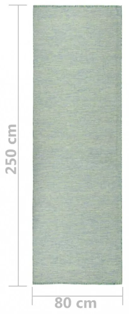 türkizkék lapos szövésű kültéri szőnyeg 80 x 250 cm