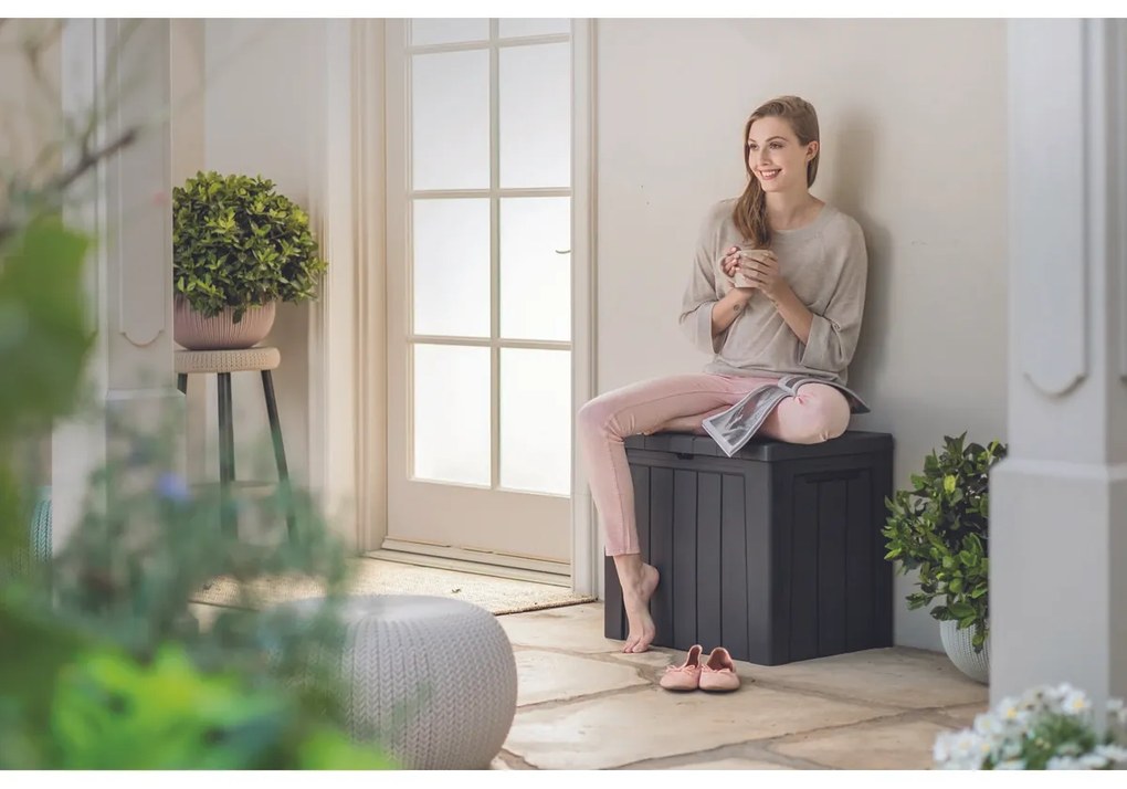 Keter Marvel plus kerti tárolódoboz ülőkével antracit, 270 l, 116 x 57 x 45 cm