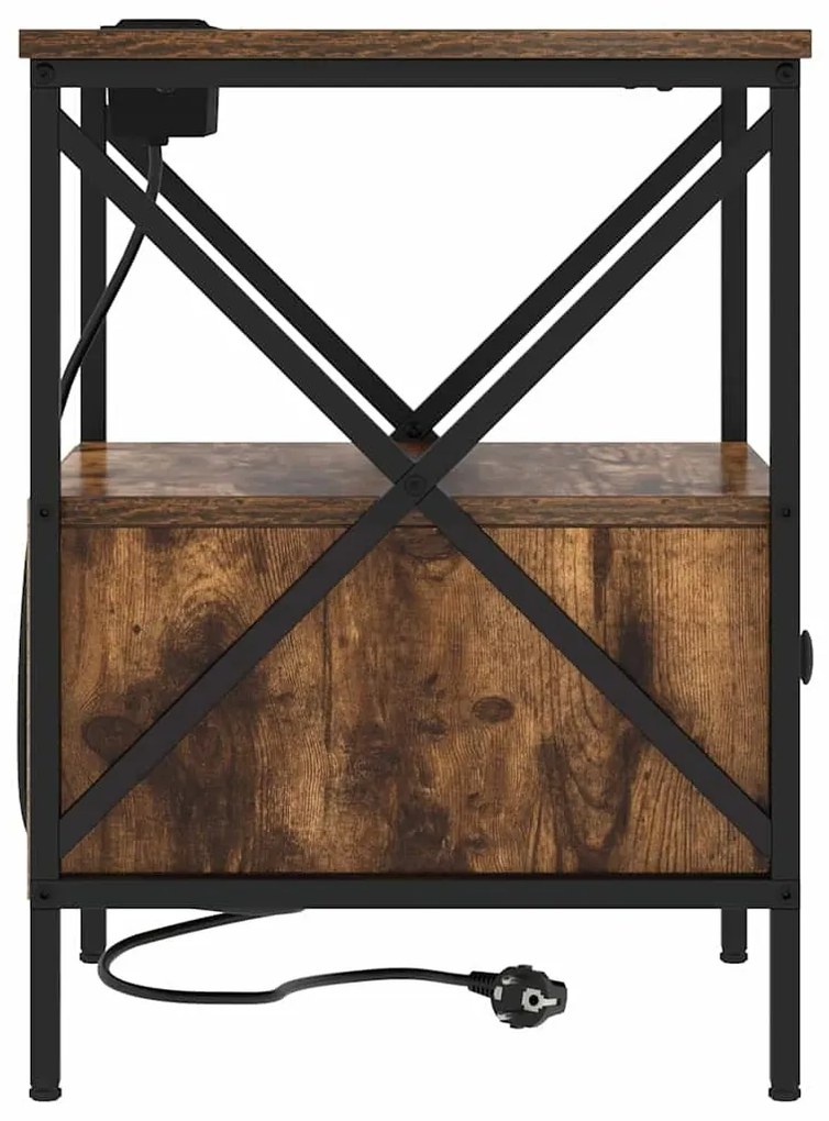 vidaXL Éjjeliszekrény 2 pcs Füstölt tölgy 41,5 x 40,5 x 55 cm Faanyag