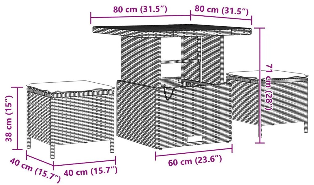12 db-os kerti kanapé szett párnákkal bézs poli rattan akáciával, 3 db-os kerti étkező szett párnákkal bézs poli rattan akáciával, 2 üléses kerti kanapé párnákkal bézs poli rattan