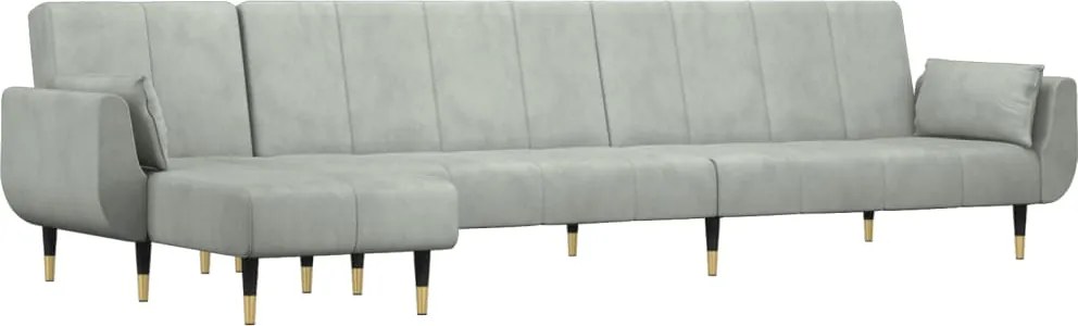 vidaXL világosszürke L-alakú bársony kanapéágy 275x140x70 cm
