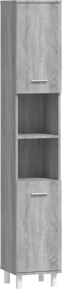 vidaXL szürke sonoma színű szerelt fa fürdőszobaszekrény 30x30x179 cm