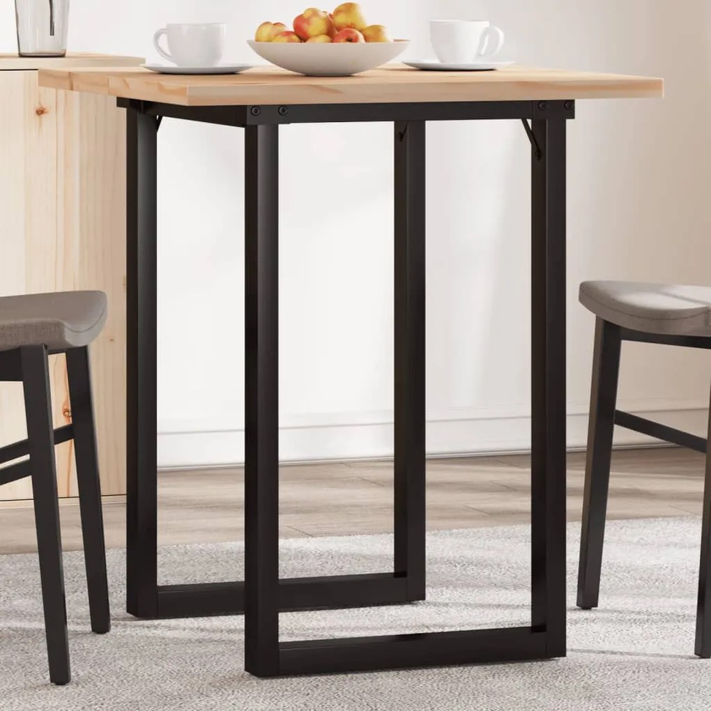 tömör fenyőfa és öntöttvas étkezőasztal O-vázzal 60x60x75,5 cm
