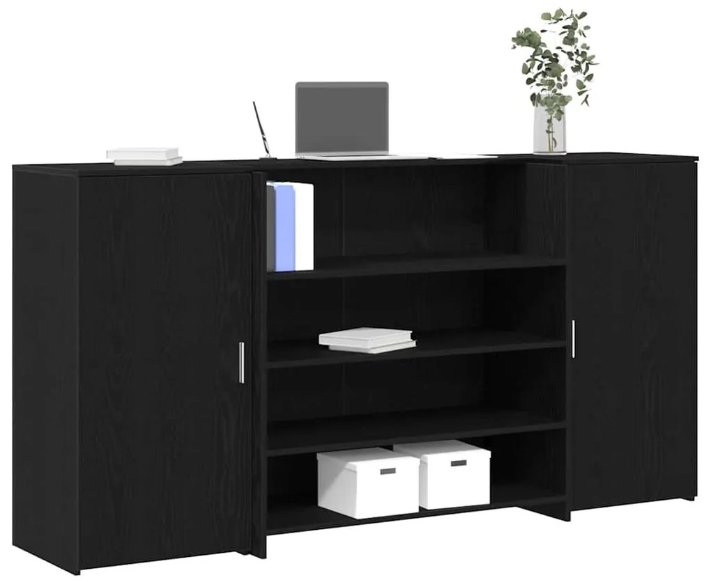 vidaXL recepciós pult fekete tölgyszínű 200x50x103,5 cm szerelt fa