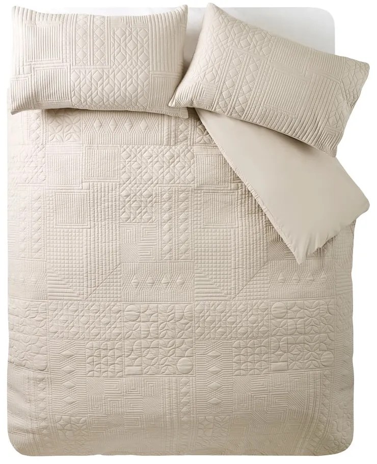 Bézs kétszemélyes ágyneműhuzat 200x200 cm Folkstone Geo – Catherine Lansfield