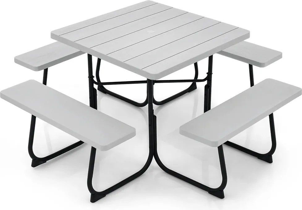 4 személyes piknik asztal napernyőtartóval