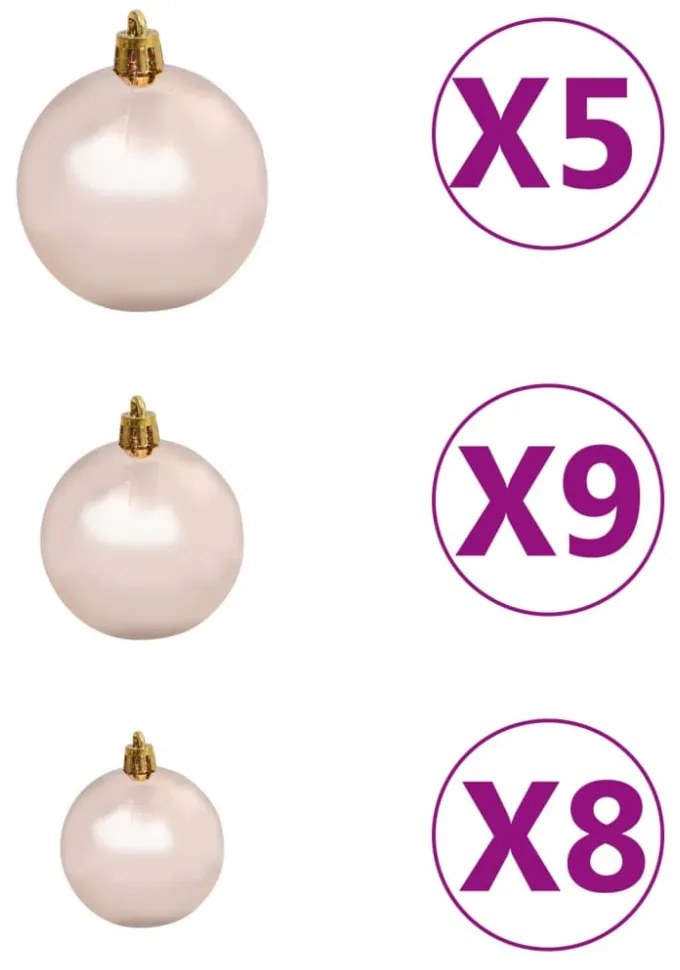 megvilágított műkarácsonyfa 230 ággal gömb szettel 120 cm