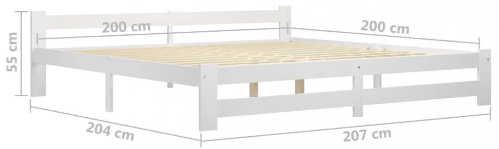 fehér tömör fenyőfa ágykeret matrac nélkül 200 x 200 cm