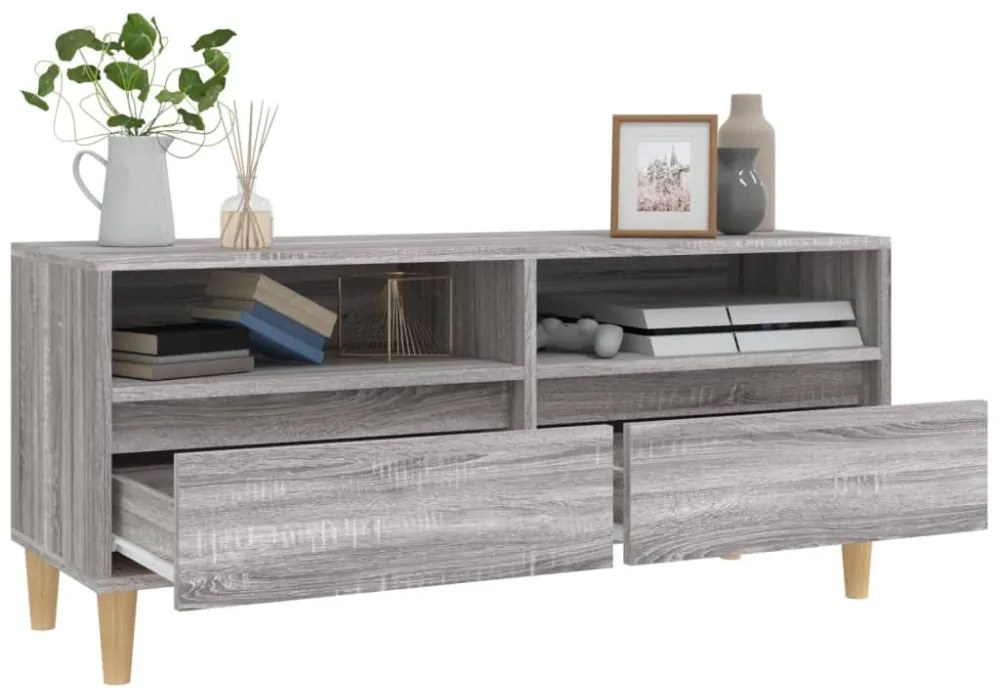 szürke sonoma színű szerelt fa TV-szekrény 100x34,5x44,5 cm