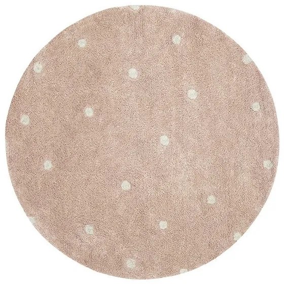Világos rózsaszín mosható kézi szövésű pamut gyerek szőnyeg ø140 cm Round Dot Rose – Lorena Canals
