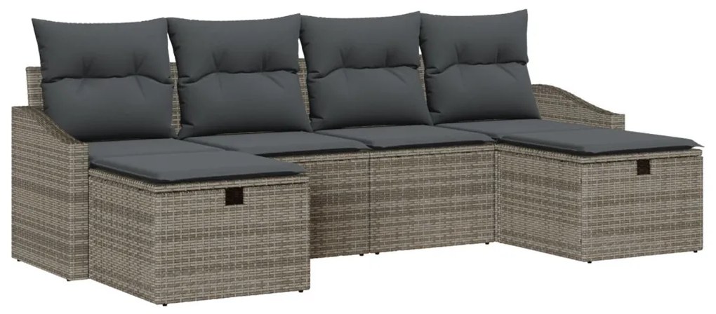6 darabos kertkanapé szett párnákkal Szürke Poli rattan