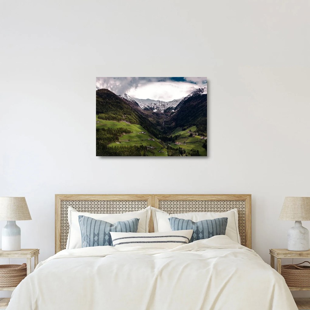 Kép - Völgy a hegyek alatt (üvegen) (70x50 cm)