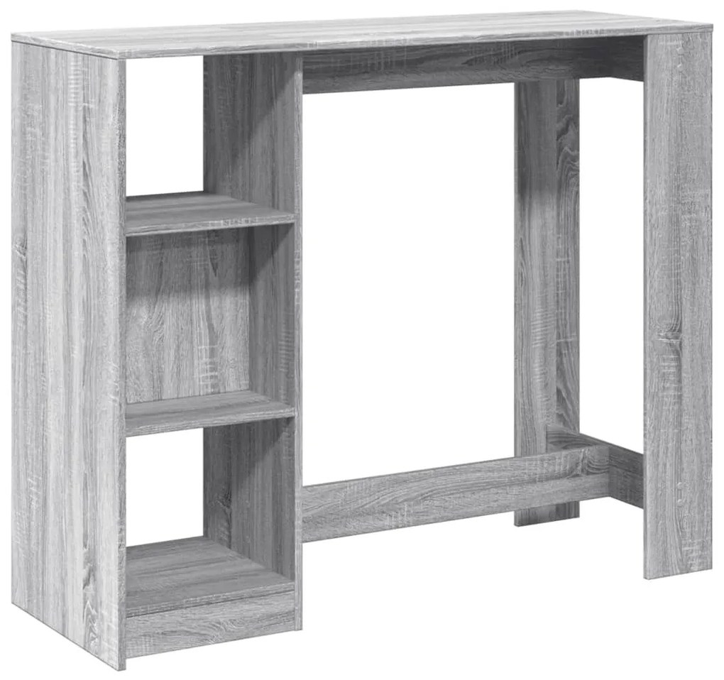 szürke sonoma szerelt fa bárasztal polccal 124 x 46 x 103,5 cm