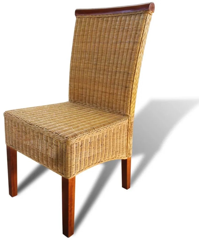 6 db barna természetes rattan étkezőszék
