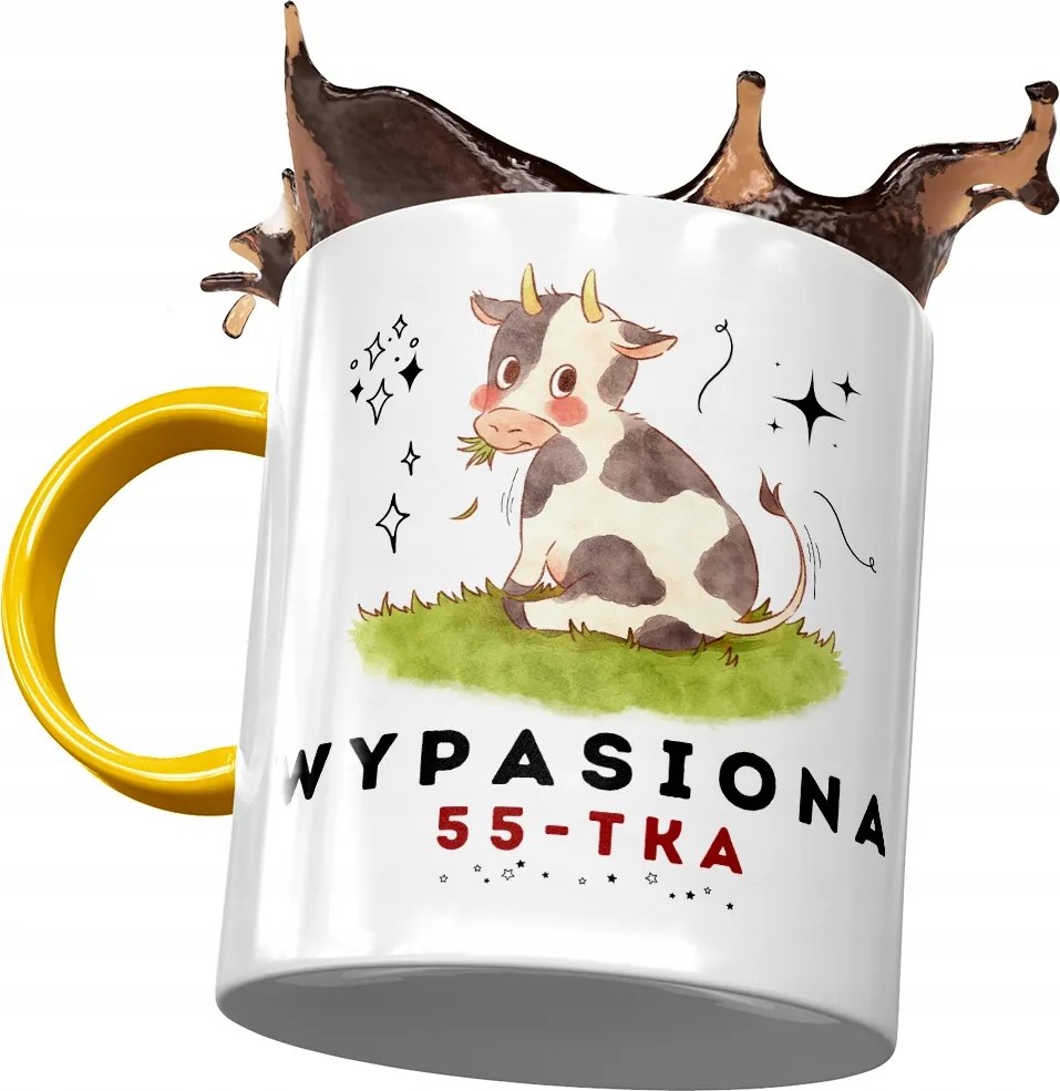 Sárga Bögre Születésnapra 55 55-es 55-ös Ajándék Nyomtatott Fotóval