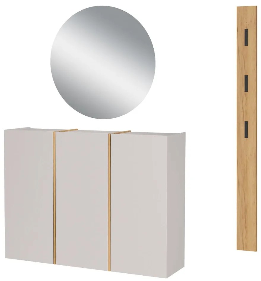 Krémszínű-natúr színű előszoba bútor 168x200x37 cm Libbiano – Germania