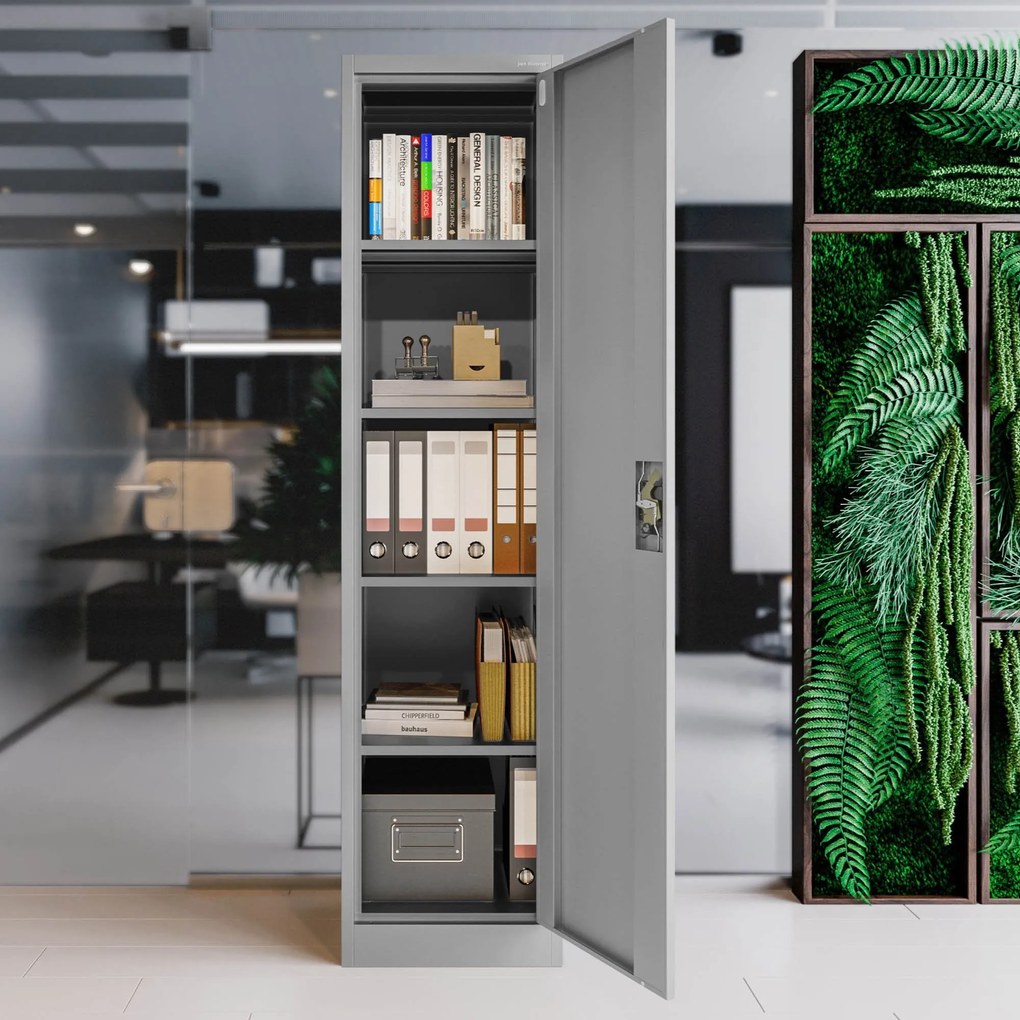 Fém iratszekrény ALEX, 450 x 1850 x 400 mm, szürke