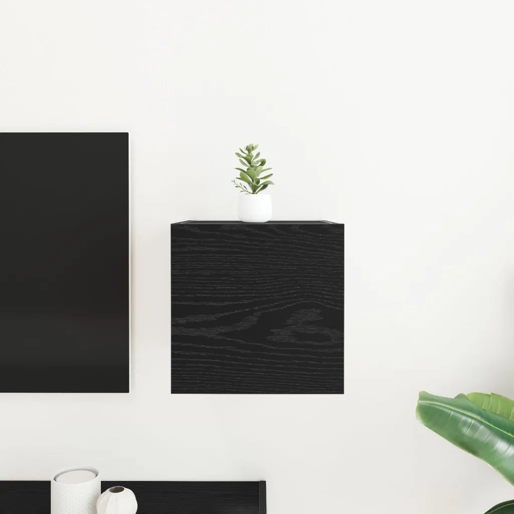 Fali TV Szekrény Fekete Tölgy 30,5x30x30 cm