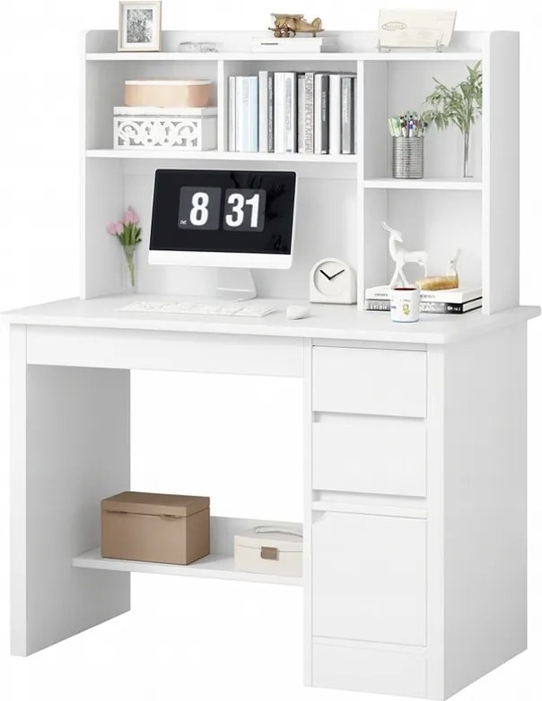 Ifjúsági Íróasztal Számítógép Asztal Loft Fehér Polcos Fiókkal