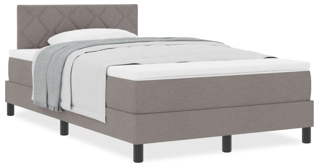 vidaXL Boxrugós ágy matracmal fejtámlával Tópszínű 120 x 200 cm szövet