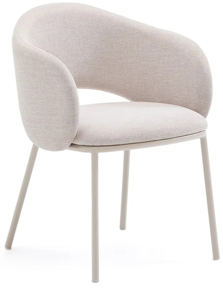 Krémszínű kárpitozott étkezőfotel Maina – Kave Home