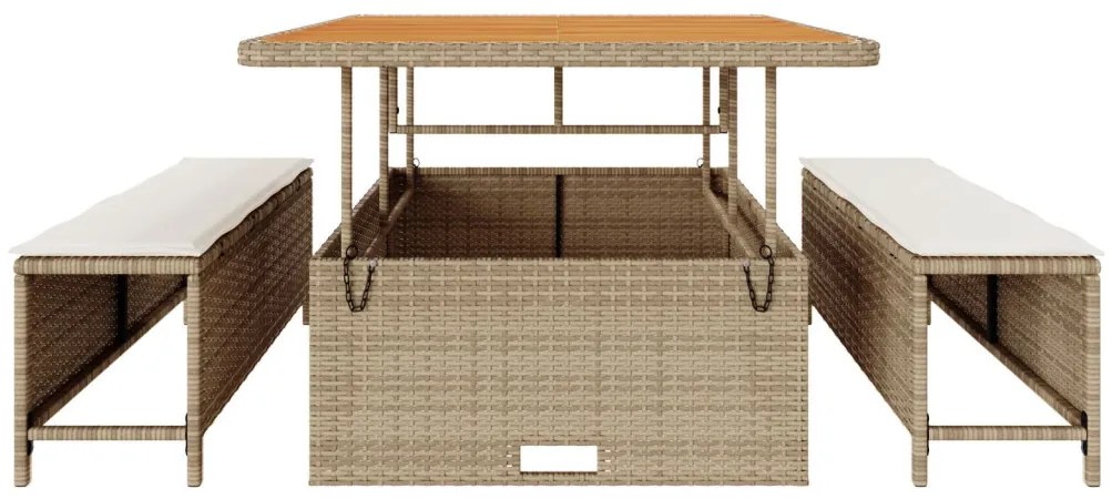 Kert étkező szett Bézs Poli rattan