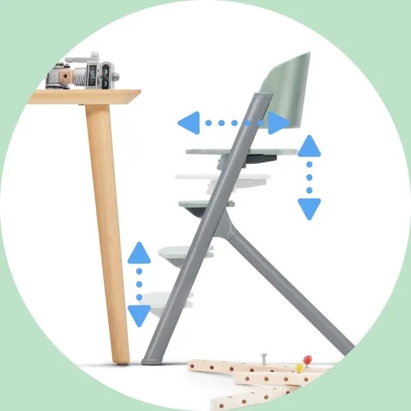 KINDERKRAFT SELECT-Gyermek étkezőszék LIVY Premium Olive zöld + nyugágy CALMEE