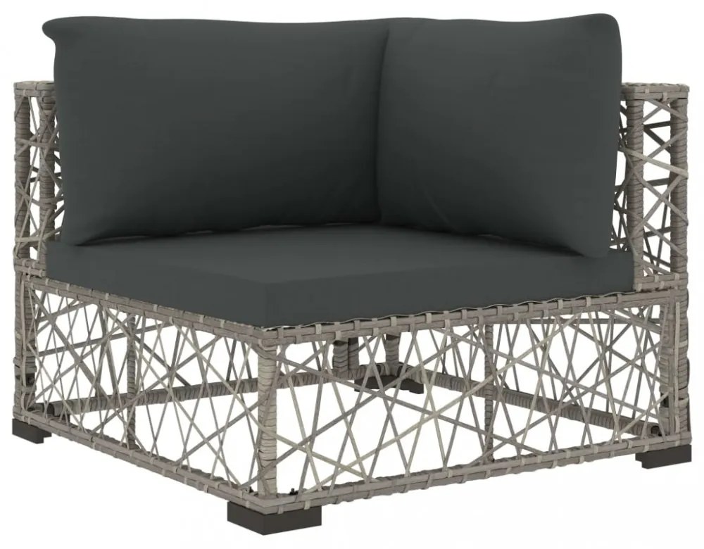 6-részes szürke polyrattan kerti bútorszett párnákkal