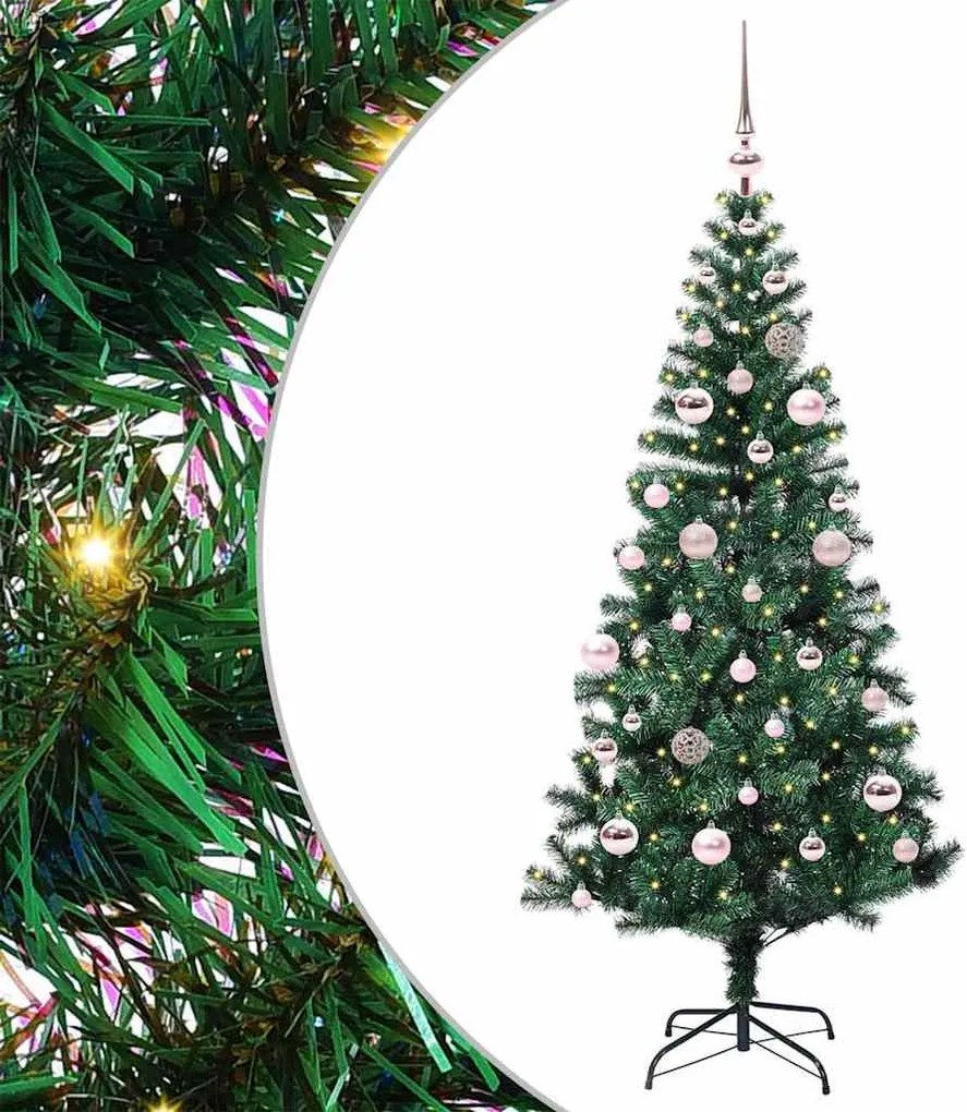 vidaXL Mesterséges, előre világított karácsonyi fa Zöld 150 cm