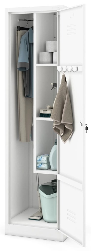 AGNES fém takarítószekrény, 500 x 1850 x 500 mm, fehér