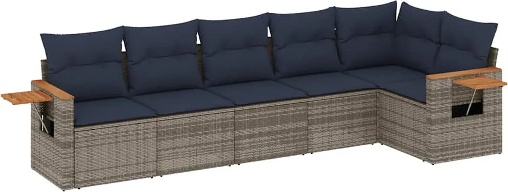 vidaXL 6 részes szürke polyrattan kerti ülőgarnitúra párnával